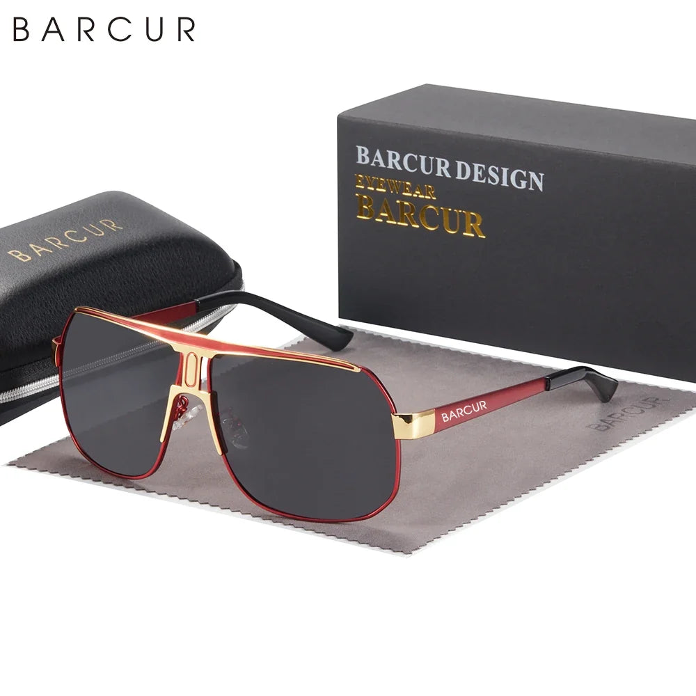 BARCUR Polarized Sunglasses for Men – Trendy UV400 Gradient Lens Oval Comfortable Frame Sports Driving Hiking Fishing Outdoor Fashion Eyewear with Durable Stainless Steel Frame – Casual Apparel Accessory Gift for Him