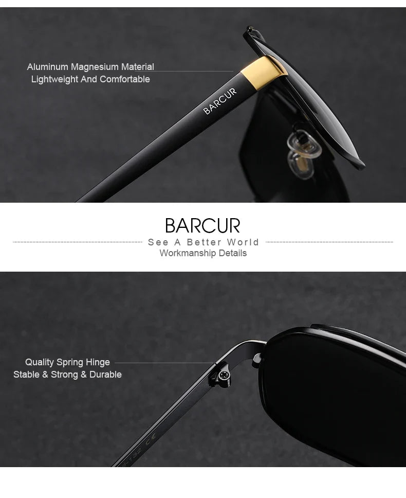 BARCUR Polarized Sunglasses for Men – Trendy UV400 Gradient Lens Oval Comfortable Frame Sports Driving Hiking Fishing Outdoor Fashion Eyewear with Durable Stainless Steel Frame – Casual Apparel Accessory Gift for Him