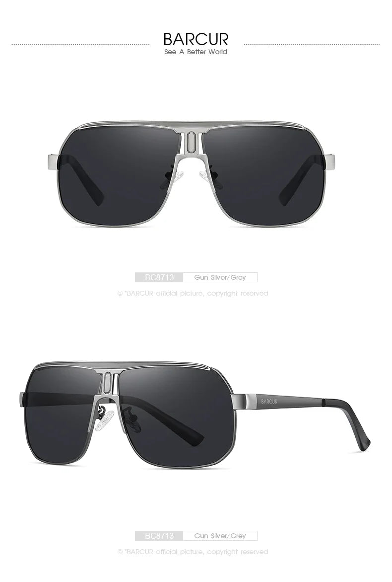 BARCUR Polarized Sunglasses for Men – Trendy UV400 Gradient Lens Oval Comfortable Frame Sports Driving Hiking Fishing Outdoor Fashion Eyewear with Durable Stainless Steel Frame – Casual Apparel Accessory Gift for Him