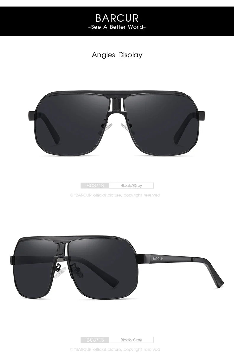 BARCUR Polarized Sunglasses for Men – Trendy UV400 Gradient Lens Oval Comfortable Frame Sports Driving Hiking Fishing Outdoor Fashion Eyewear with Durable Stainless Steel Frame – Casual Apparel Accessory Gift for Him